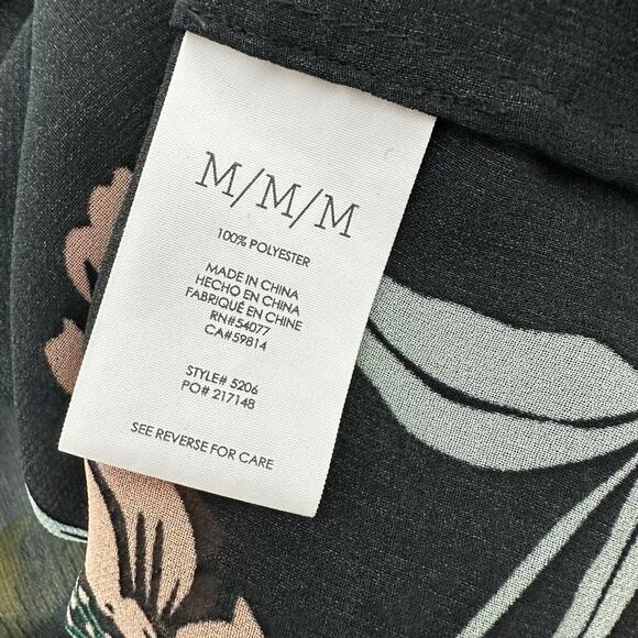 CAbi 5206 Blouse Women Medium Black Floral Ruffle Sheer Flowy La Di Da Shirt Top - Picture 7 of 11